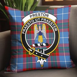 ScotsTee Shop Scottish Preston Clan Crest Tartan Pillow/ Pillow Cover Tartan Accessories for Home