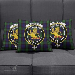 ScotsTee Shop Scottish Nicolson Green Hunting Clan Crest Tartan Pillow/ Pillow Cover Tartan Accessories for Home