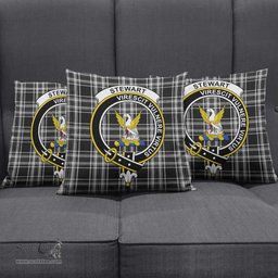 ScotsTee Shop Scottish Stewart Black and White Clan Crest Tartan Pillow/ Pillow Cover Tartan Accessories for Home