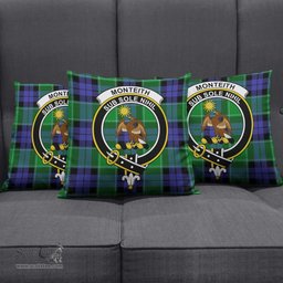 ScotsTee Shop Scottish Monteith Clan Crest Tartan Pillow/ Pillow Cover Tartan Accessories for Home