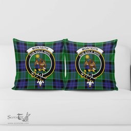 ScotsTee Shop Scottish Monteith Clan Crest Tartan Pillow/ Pillow Cover Tartan Accessories for Home