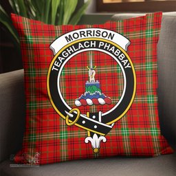 ScotsTee Shop Scottish Morrison Red Modern Clan Crest Tartan Pillow/ Pillow Cover Tartan Accessories for Home