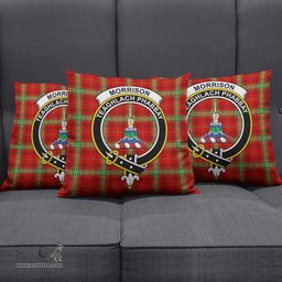 ScotsTee Shop Scottish Morrison Red Modern Clan Crest Tartan Pillow/ Pillow Cover Tartan Accessories for Home