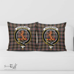 ScotsTee Shop Scottish Sutherland Weathered Clan Crest Tartan Pillow/ Pillow Cover Tartan Accessories for Home