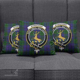 ScotsTee Shop Scottish Strachan Clan Crest Tartan Pillow/ Pillow Cover Tartan Accessories for Home