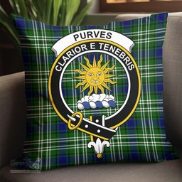 ScotsTee Shop Scottish Purves Clan Crest Tartan Pillow/ Pillow Cover Tartan Accessories for Home