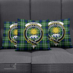 ScotsTee Shop Scottish Purves Clan Crest Tartan Pillow/ Pillow Cover Tartan Accessories for Home