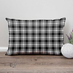 ScotsTee Shop Scottish Menzies Black and White Clan Tartan Pillow/ Pillow Cover Tartan Accessories for Home