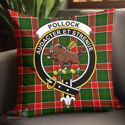 ScotsTee Shop Scottish Pollock Modern Clan Crest Tartan Pillow/ Pillow Cover Tartan Accessories for Home