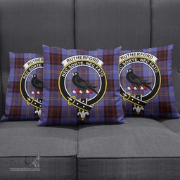 ScotsTee Shop Scottish Rutherford Clan Crest Tartan Pillow/ Pillow Cover Tartan Accessories for Home