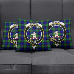 ScotsTee Shop Scottish Sempill Modern Clan Crest Tartan Pillow/ Pillow Cover Tartan Accessories for Home