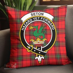 ScotsTee Shop Scottish Seton Modern Clan Crest Tartan Pillow/ Pillow Cover Tartan Accessories for Home