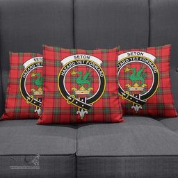 ScotsTee Shop Scottish Seton Modern Clan Crest Tartan Pillow/ Pillow Cover Tartan Accessories for Home