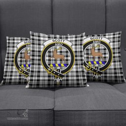 ScotsTee Shop Scottish Scott Black White Clan Crest Tartan Pillow/ Pillow Cover Tartan Accessories for Home