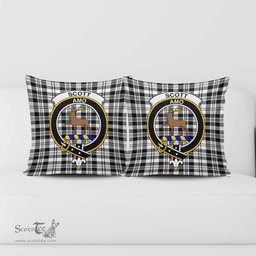 ScotsTee Shop Scottish Scott Black White Clan Crest Tartan Pillow/ Pillow Cover Tartan Accessories for Home