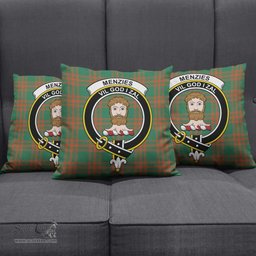 ScotsTee Shop Scottish Menzies Green Ancient Clan Crest Tartan Pillow/ Pillow Cover Tartan Accessories for Home