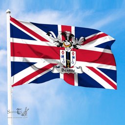 ScotsTee Shop Scottish Beattie Coat of Arms on Flag of the United Kingdom Flag
