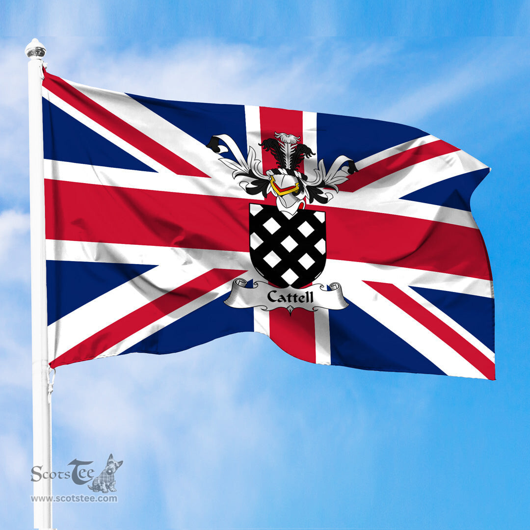 ScotsTee Shop Scottish Cattell Coat of Arms on Flag of the United Kingdom Flag