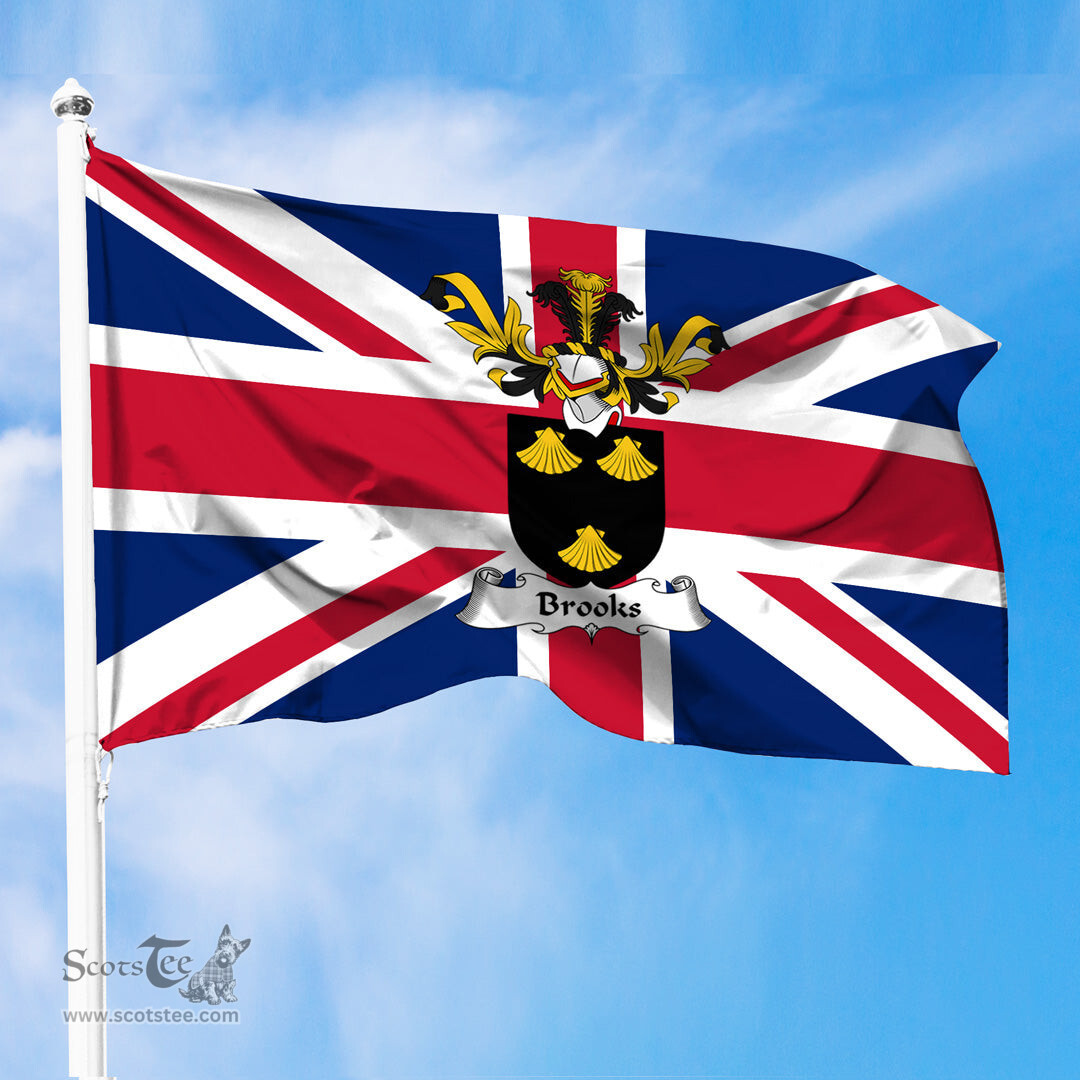 ScotsTee Shop Scottish Brooks Coat of Arms on Flag of the United Kingdom Flag
