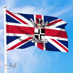 ScotsTee Shop Scottish Glendinning Coat of Arms on Flag of the United Kingdom Flag