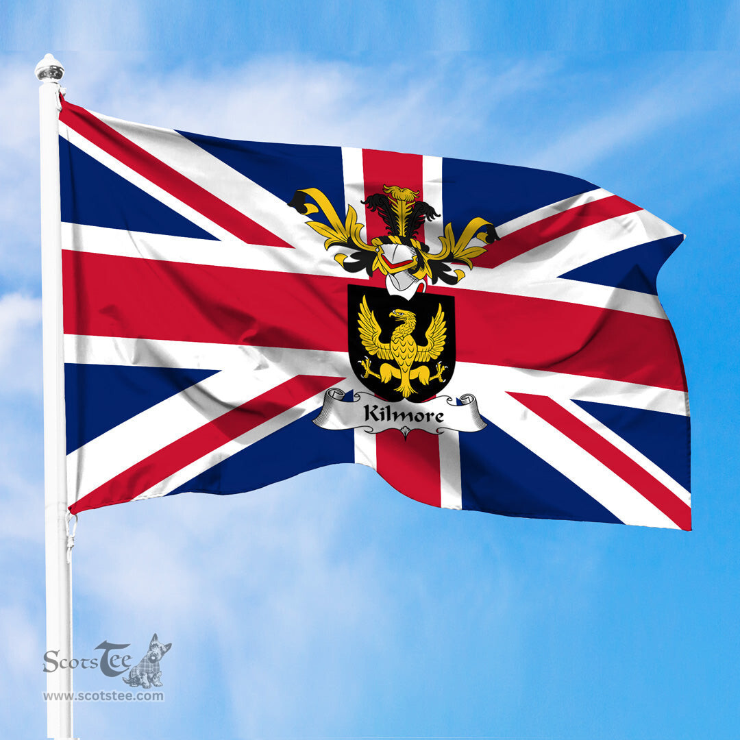 ScotsTee Shop Scottish Kilmore Coat of Arms on Flag of the United Kingdom Flag