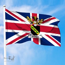 ScotsTee Shop Scottish Kinnear Coat of Arms on Flag of the United Kingdom Flag