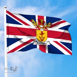 ScotsTee Shop Scottish Fairholm Coat of Arms on Flag of the United Kingdom Flag