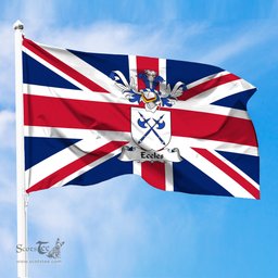 ScotsTee Shop Scottish Eccles Coat of Arms on Flag of the United Kingdom Flag