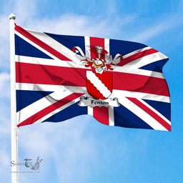 ScotsTee Shop Scottish Fenton Coat of Arms on Flag of the United Kingdom Flag