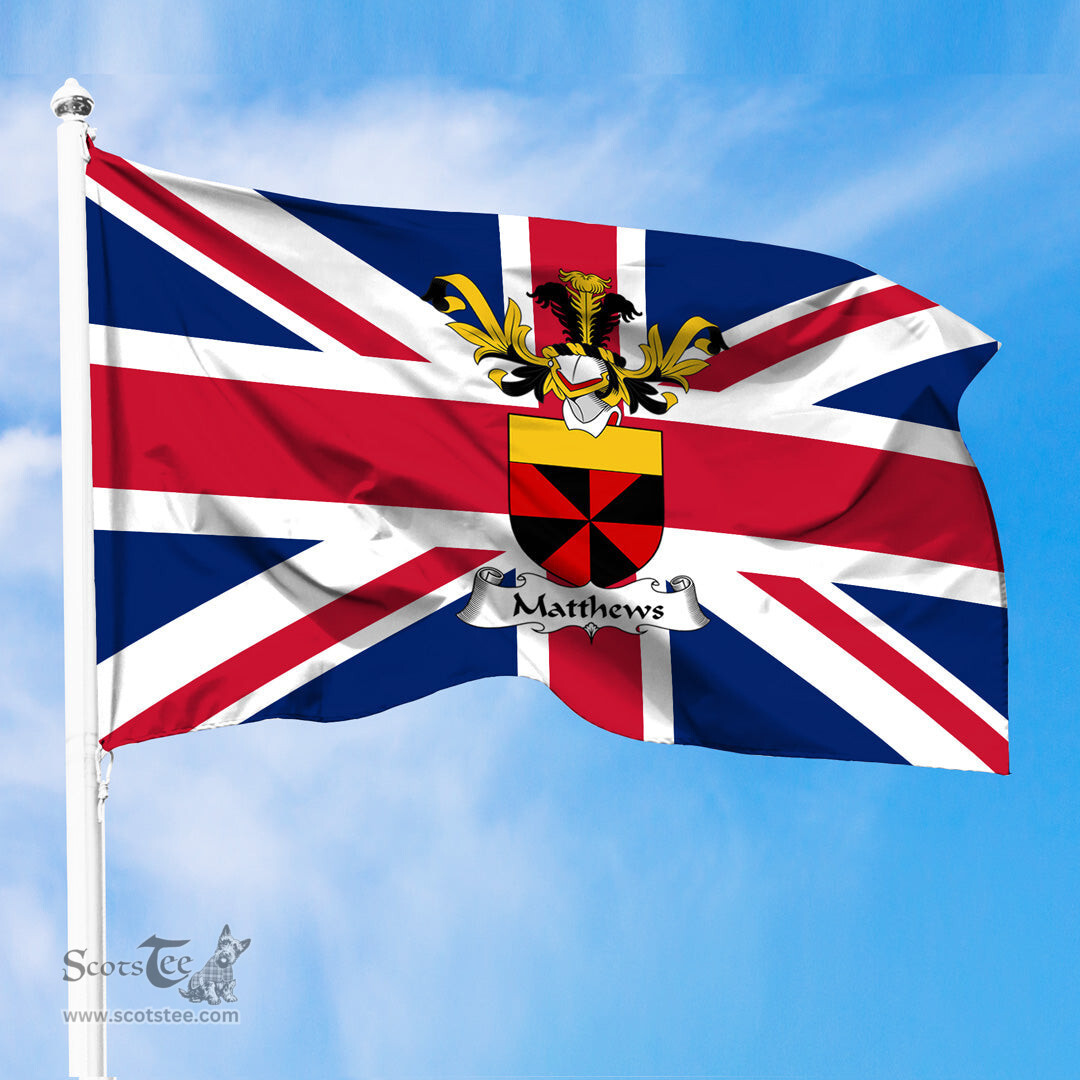 ScotsTee Shop Scottish Matthews Coat of Arms on Flag of the United Kingdom Flag