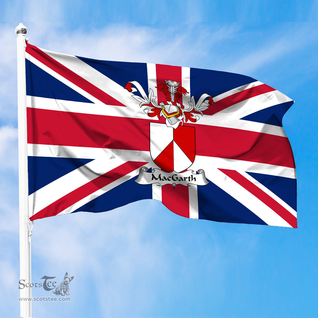 ScotsTee Shop Scottish MacGarth Coat of Arms on Flag of the United Kingdom Flag