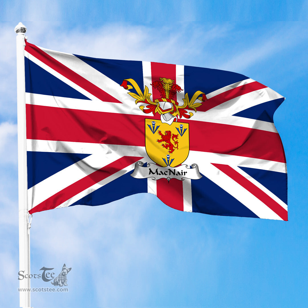 ScotsTee Shop Scottish MacNair Coat of Arms on Flag of the United Kingdom Flag
