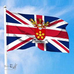 ScotsTee Shop Scottish MacBride or MacBraid Coat of Arms on Flag of the United Kingdom Flag