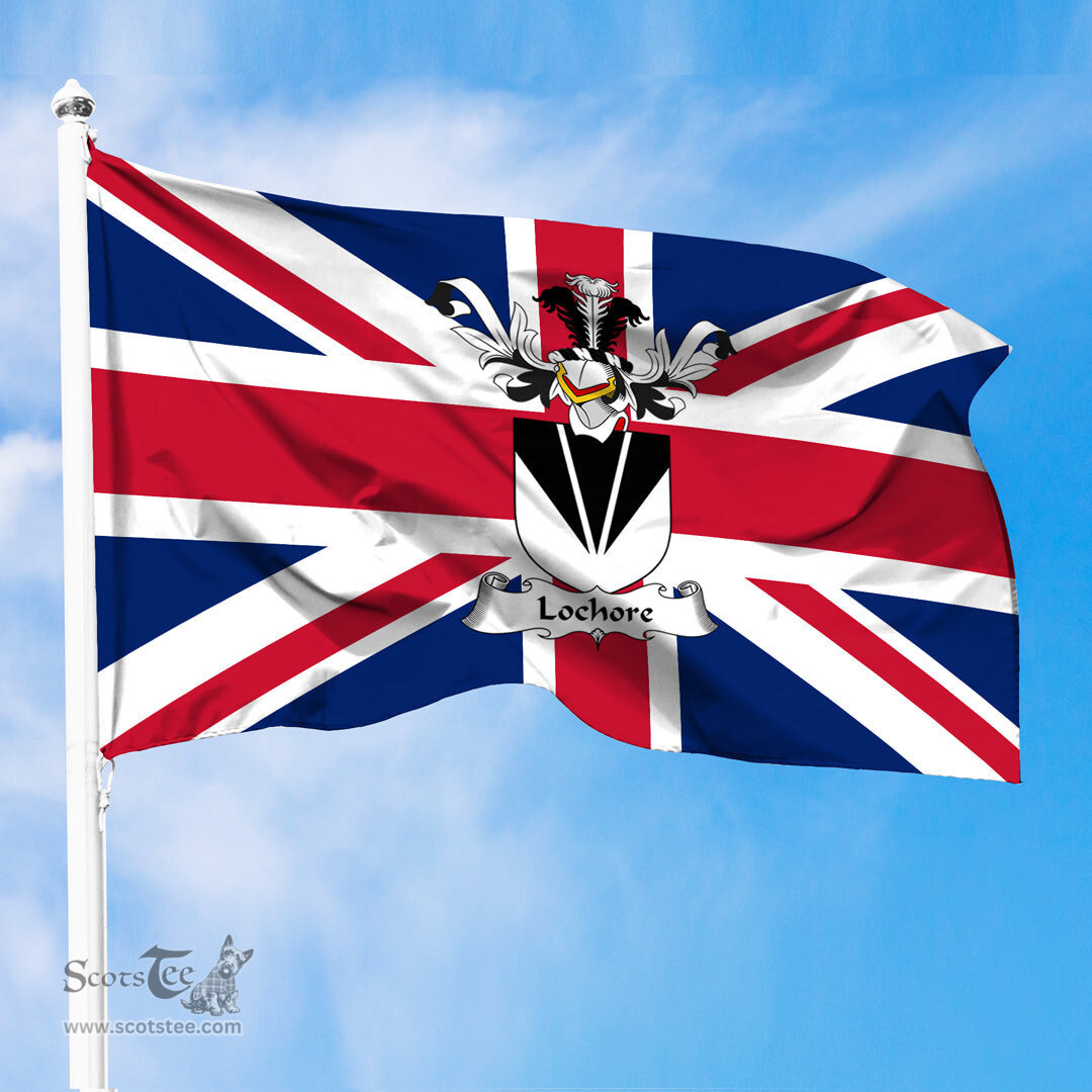 ScotsTee Shop Scottish Lochore Coat of Arms on Flag of the United Kingdom Flag