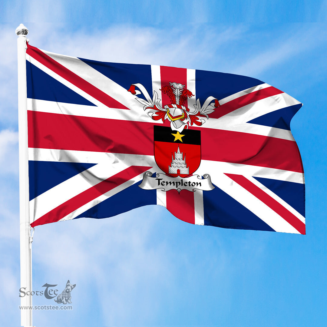 ScotsTee Shop Scottish Templeton Coat of Arms on Flag of the United Kingdom Flag