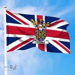 ScotsTee Shop Scottish Waddell Coat of Arms on Flag of the United Kingdom Flag