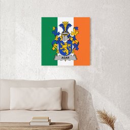 ScotsTee Shop Irish Agar Clan Family Crest Ireland Flag Framed Canvas Print