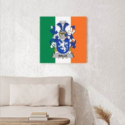 ScotsTee Shop Irish Balle Clan Family Crest Ireland Flag Framed Canvas Print