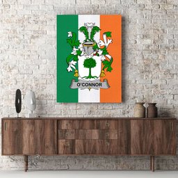 ScotsTee Shop Irish Connor or O Connor Don Clan Family Crest Ireland Flag Framed Canvas Print