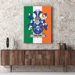 ScotsTee Shop Irish Dalton Clan Family Crest Ireland Flag Framed Canvas Print