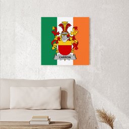 ScotsTee Shop Irish Carron Clan Family Crest Ireland Flag Framed Canvas Print