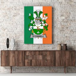 ScotsTee Shop Irish Connell or O Connell Clan Family Crest Ireland Flag Framed Canvas Print