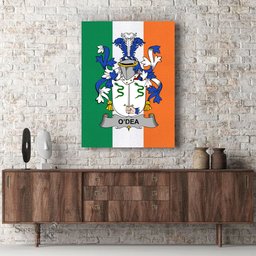 ScotsTee Shop Irish Dea or O Dea Clan Family Crest Ireland Flag Framed Canvas Print