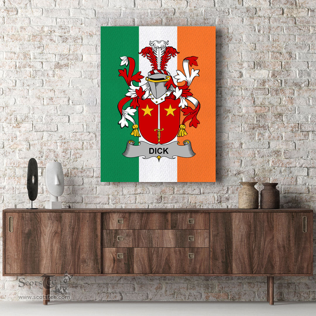 ScotsTee Shop Irish Dick Clan Family Crest Ireland Flag Framed Canvas Print
