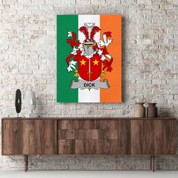 ScotsTee Shop Irish Dick Clan Family Crest Ireland Flag Framed Canvas Print