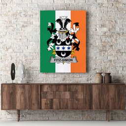 ScotsTee Shop Irish Fitz Simon Clan Family Crest Ireland Flag Framed Canvas Print