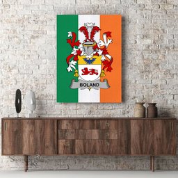 ScotsTee Shop Irish Boland or O Boland Clan Family Crest Ireland Flag Framed Canvas Print