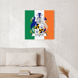 ScotsTee Shop Irish Campbell Clan Family Crest Ireland Flag Framed Canvas Print