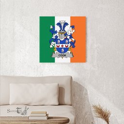 ScotsTee Shop Irish Cook Clan Family Crest Ireland Flag Framed Canvas Print
