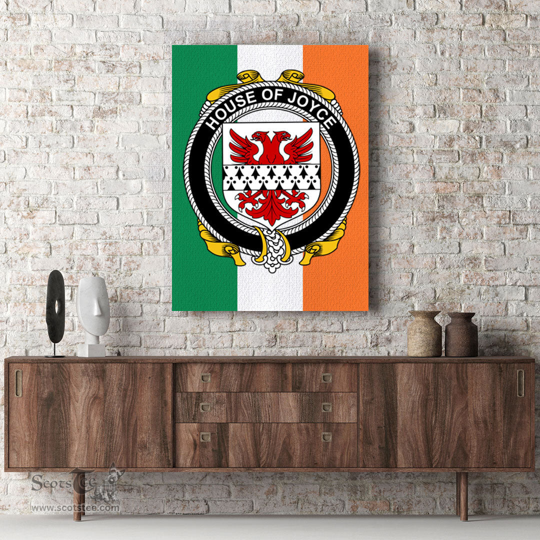 ScotsTee Shop Irish House of JOYCE Clan Family Crest Ireland Flag Framed Canvas Print